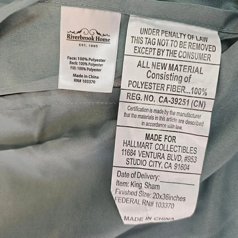 Riverbrook Home Julietta Jacquard King Pillowcase Cover Aqua Replacement NEW